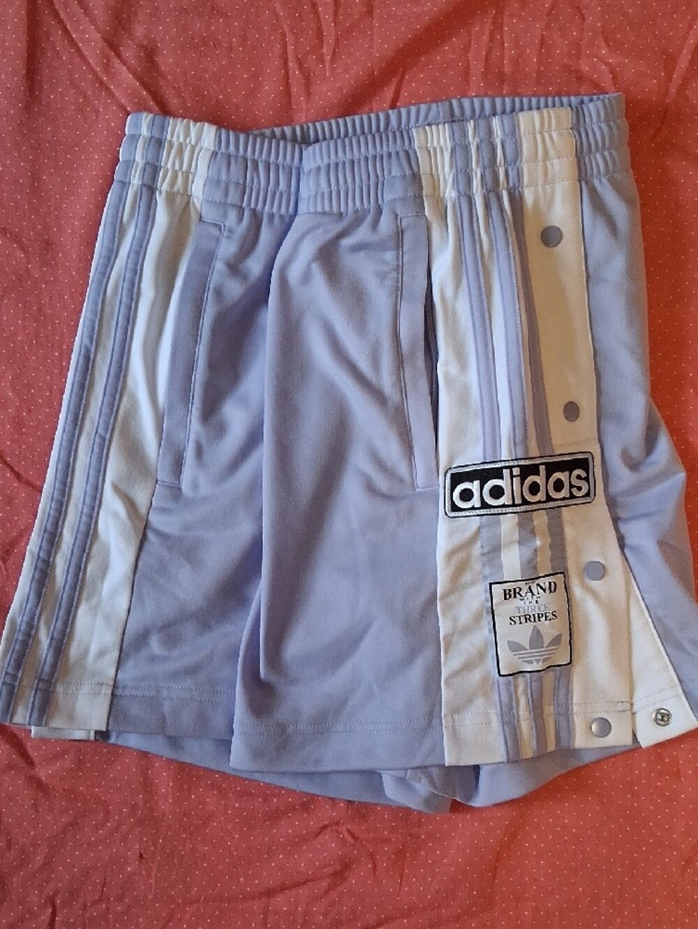 adidas Women's Lavender Athletic Shorts, Side Buttons And Zipper Pockets, Size M
